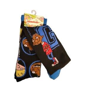 Nickelodeon Socks 2 Pack Hey Arnold Ren Stimpy Classic Nicktoons Crew New